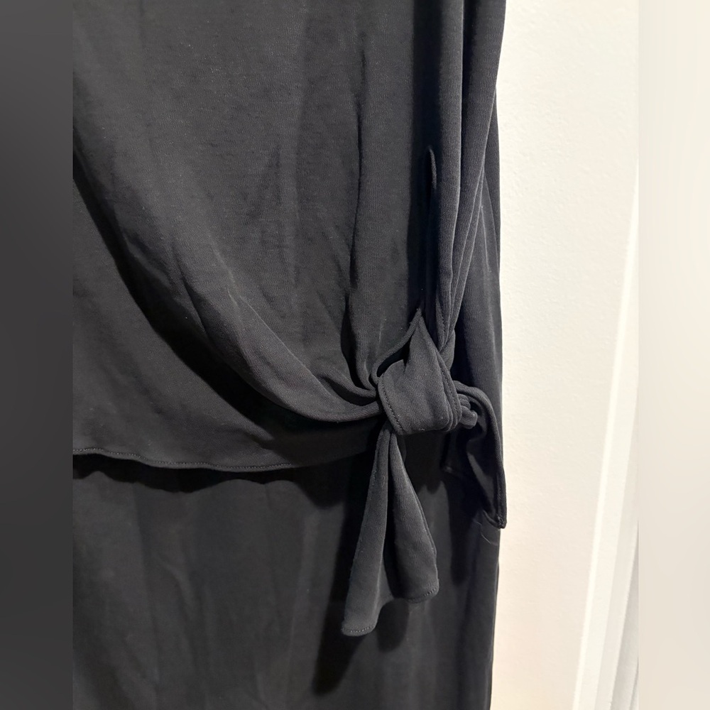 Theory Dorotea knit side tie column tank dress sz S black midi - Picture 5 of 7
